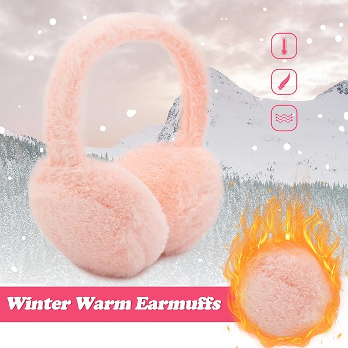 Kids Winter Earmuffs Baby Warm Ear Muff Girls Cute Furry Ear Warmers Boys Foldable Ear Covers for Cold Weather