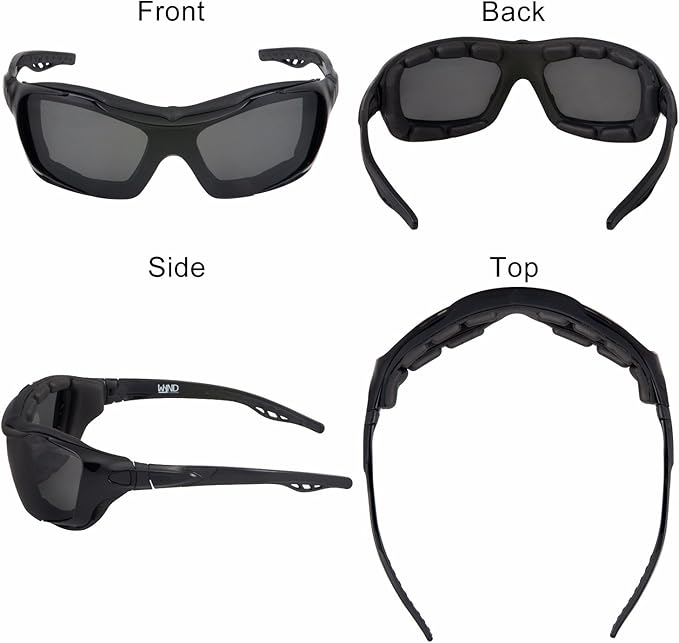 WYND Blocker Motorcycle Riding Glasses Extreme Sports Wrap Sunglasses (Black/Smoke)