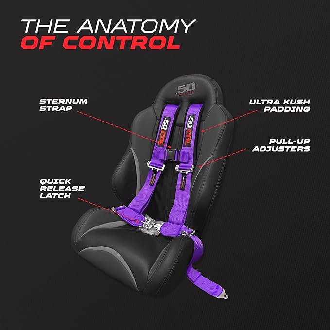 1pc Purple 4 Point Harness for Bucket Seat, Latch Release, 9 Color Options, Racing Harness, Race Car, Off Road, UTV, RZR [6008P2]