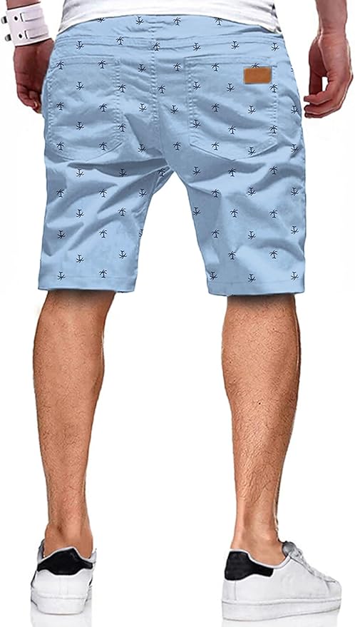 JMIERR Mens Casual Shorts - Cotton Drawstring Summer Beach Stretch Twill Chino Golf Shorts