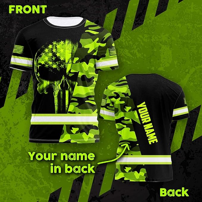 Maddly High Visibility US Flag Collection Safety Workwear Custom Name for Workers, Runners, Truckers, Patriotic