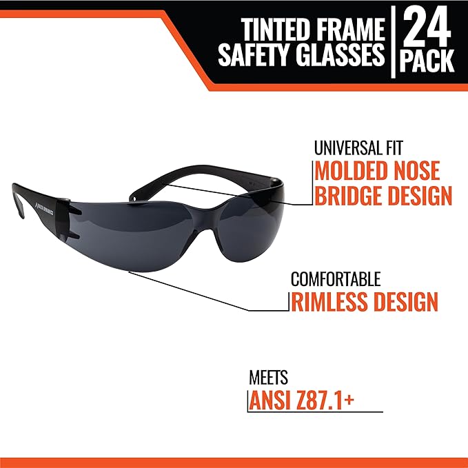 Malta Dynamics Safety Glasses – ANSI Z87+ Rated UV Eye Protection Glasses for Construction, Manufacturing, Scratch-Resistant