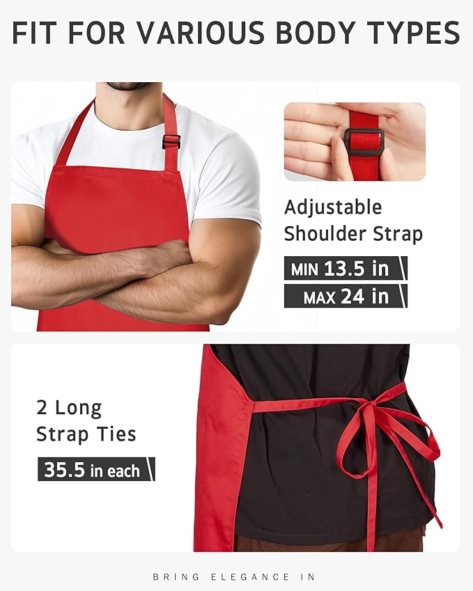 Syntus Chef Apron for Men Women Kitchen Cooking Apron with Pockets, Adjustable Bib Aprons Stain Resistant, 1 Pack
