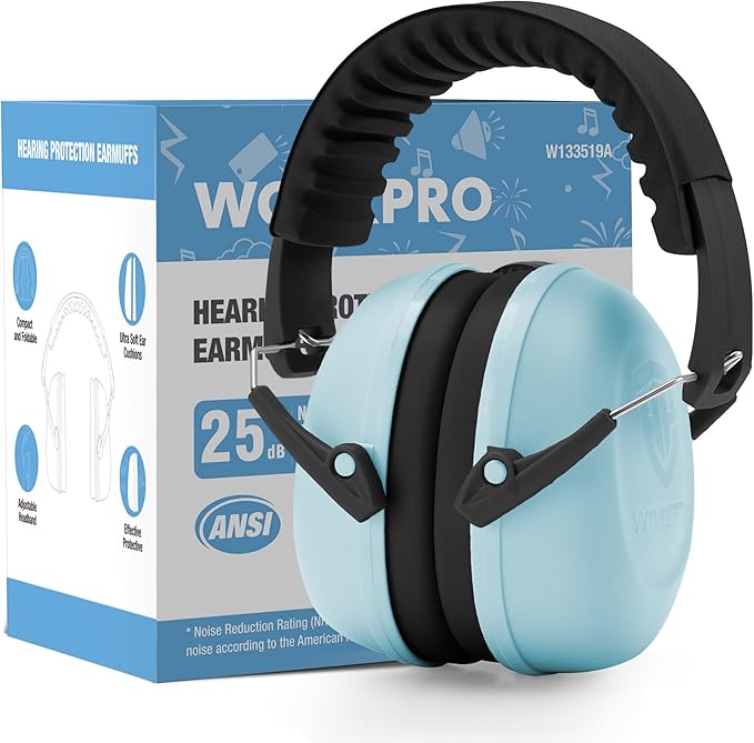 WORKPRO Noise Cancelling Headphones for Kids, NRR 25dB Kids Ear Protection, Autism Noise Reduction Ear Muffs
