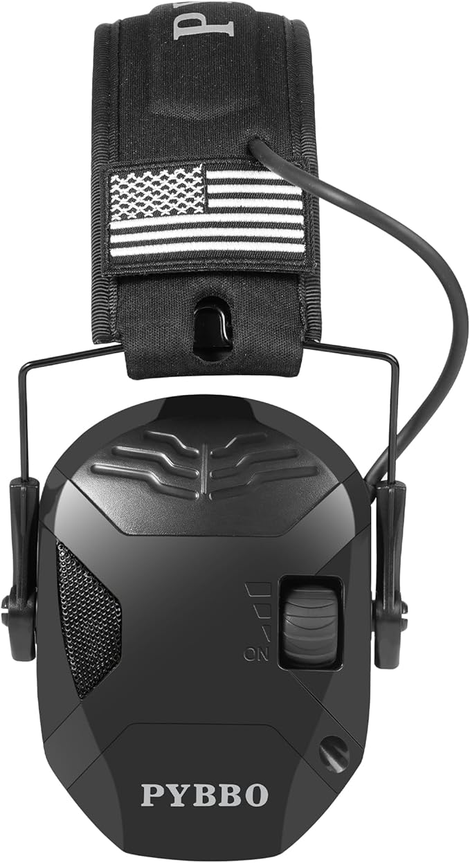 PYBBO NRR 23dB Shooting Ear Protection Muffs with Gel Ear Pads, Slim Active Noise Reduction & Sound Amplification for Hunting