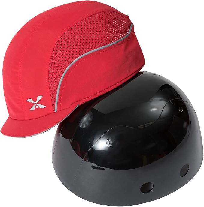 Lightweight Safety Bump Cap - Breathable Baseball Style Protective Hat with Reflective Stripes