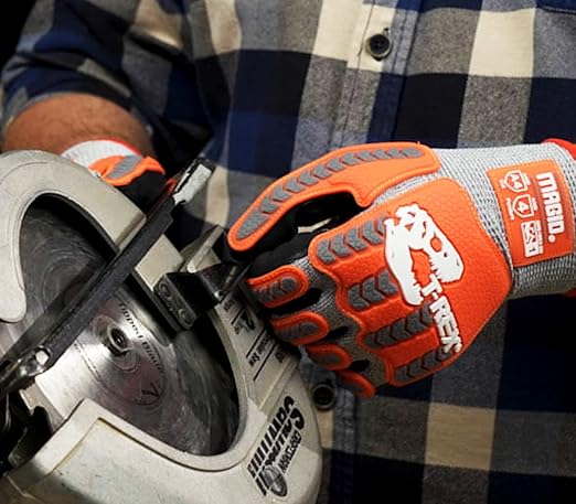 MAGID T-REX Flex Series ANSI A4 Foam Nitrile Coated Impact Gloves, 12 Pairs, Size 8/Medium (TRX443)