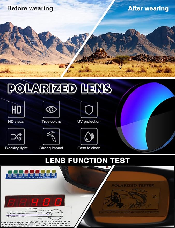 Polarized Sunglasses Men Womens Trendy Retro Sports Rectangular Wrap Around Vintage Shot Shield