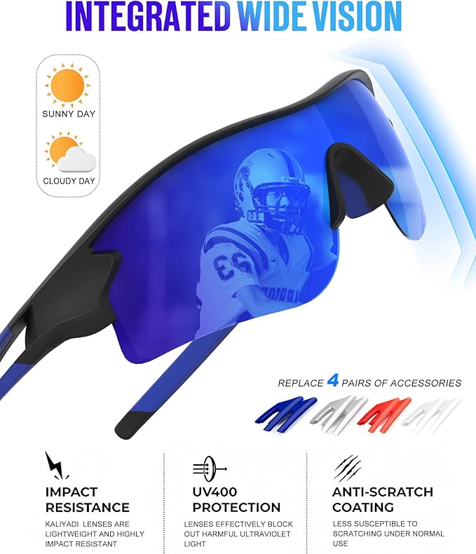KALIYADI Sports Sunglasses Polarized Sunglasses-Men: Mens Sunglasses with UV400 for Golf Running Fishing