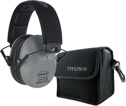TITUS 2-Series Premium Low Profile Earmuffs, ANSI Rated, High NRR Noise Reduction, Durable Sport Band, Hearing Protection PPE
