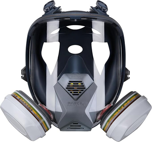 Parcil Distribution Full Face Respirator Mask with Filters – Durable Full Face Respirator Gas Mask, Bayonet Filter Compatible