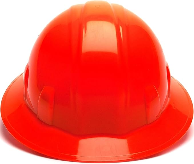 Pyramex SL Series Full Brim Hard Hat with 4 Point Ratchet Suspension Hi-Vis Orange HP24141 (12 Hats/1 Case)