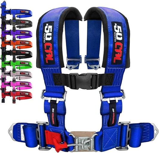 1pc Blue 4 Point Harness for Bucket Seat, Latch Release, 9 Color Options, Racing Harness, Race Car, Off Road, UTV, RZR [6002]