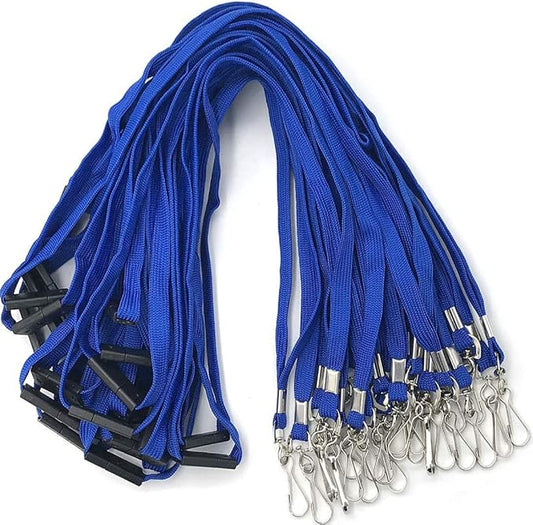 Bird Fiy Lanyards Safety Blue Lanyards Neck Flat Premium Breakaway Badge Lanyard with J-Hook for ID Nametag Badge Holder (Blue, 50 PCS)