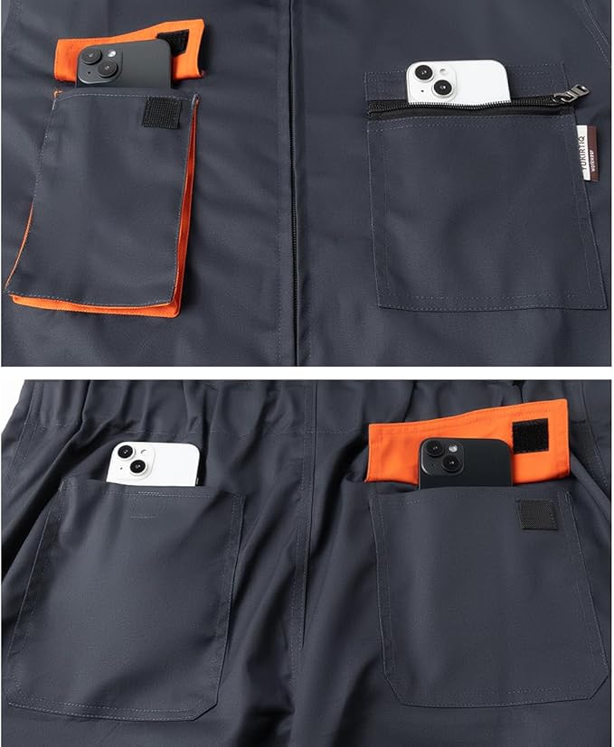 Men's Coveralls Mechanic Work Jumpsuit Multi Pockets Overalls Long Sleeve Workwear Coverall