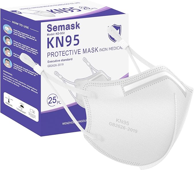 KN95 Adjustable Masks 25 Pack, Individually Wrapped Disposable Masks with Adjustable Ear Loops