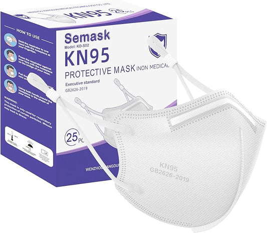 KN95 Adjustable Masks 25 Pack, Individually Wrapped Disposable Masks with Adjustable Ear Loops