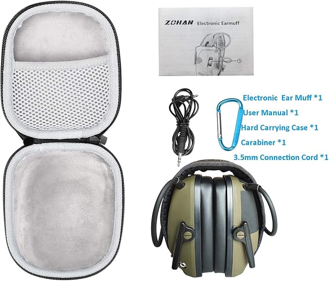 ZOHAN EM054 Electronic Shooting Ear Protection with Sound Amplification, Slim Active Noise Reduction Earmuffs for Gun Range