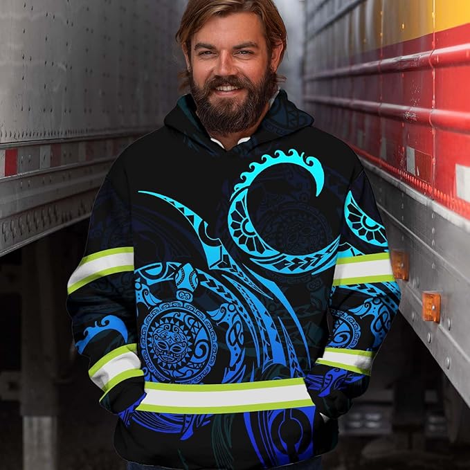 Matedecor Skull High Visibility Shirt Men Reflective Safety Shirts US Flag Custom Name Workwear, Runners, Walkers, Patriotic