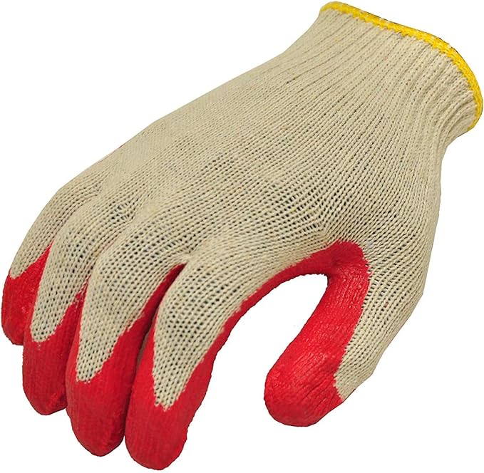 300 Pairs String Knit Red Palm Latex Dipped Work Gloves, Made in Korea