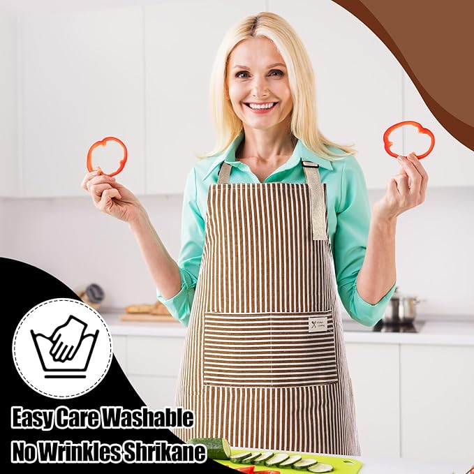 Janmercy 24 Pcs Aprons for Women Men with 2 Pockets Linen Cooking Kitchen Apron Adjustable Bib Chef Apron Bulk Aprons Unisex