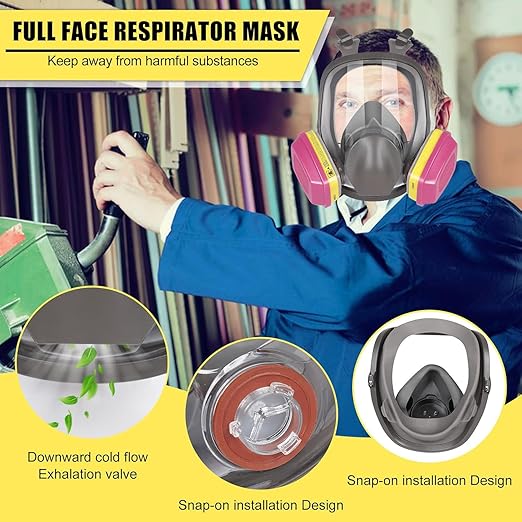 Pro Anti-fog Full-Face Mask Respirator - Reusable Gas Cover Organic Vapor Masks Survival Nuclear,Paint Mask with 60923 Cartridges for Woodworking,Dust,Formaldehyde,Epoxy Resin,Sanding,Cutting,welding