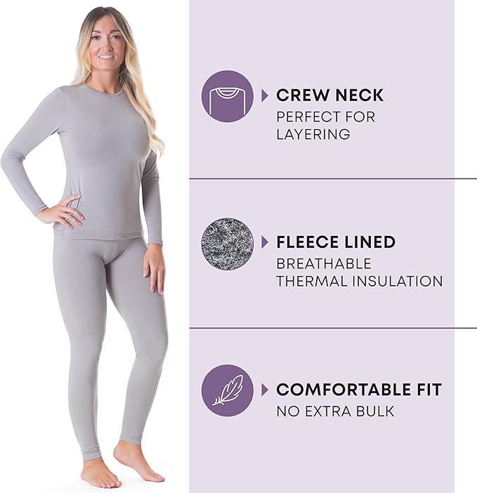 Rocky Thermal Underwear for Women, Long Johns Fleece Lined Set, Shirt & Pants, Base Layer w/Leggings/Bottoms Ski/Extreme Cold