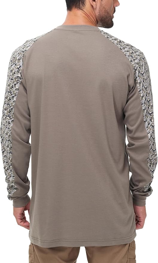 Men's Green Large Regular Fit 5.5oz 100% Cotton Long Sleeve FR Shirt for Work & Outdoor Activities
