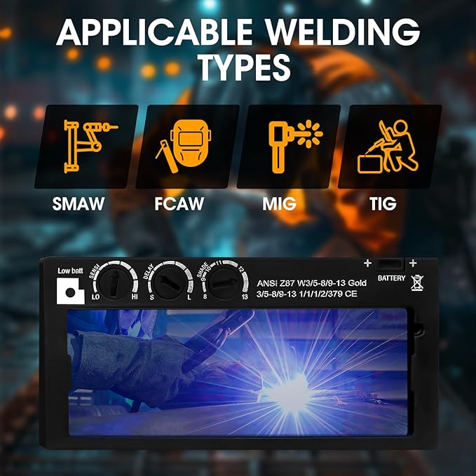 2x4 Auto Darkening Welding Lens with Variable Shade 8-13, 2x4 1/4 HD Welding Lens Replacement for Pancake, Pipeliner Welding Hoods, Standard Welding Helmets (Thickness 5/16 Inch)