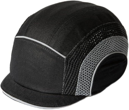 Lightweight Safety Bump Cap - Breathable Baseball Style Protective Hat with Reflective Stripes