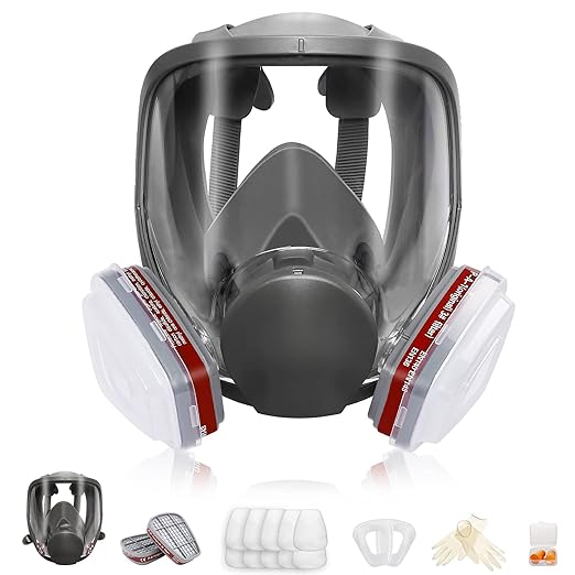 Full Face Reusable Respirаtor Mask - Organic Gas Dust Chemical Respirator w/Extra Filters for Paint Sprayer, Woodworking, Painting, Machine Polishing, Welding, Epoxy Resin and Other Work Protection