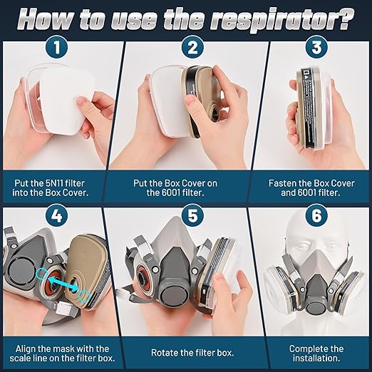 Respirator Mask with Filters - Half Face Paint Respirator Mask for Painting, Organic Vapor, Dust, Welding, Woodworking, Chemical and Professional Breathing Protection Reusable