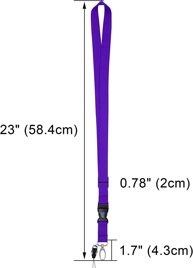 Wisdompro Office Lanyard, 5pcs 23 inch Polyester Neck Strap with Oval Clasp and Detachable Buckle for Phones, Camera, USB, Keys, Keychain, ID Name Tag Badge Holder - Purple