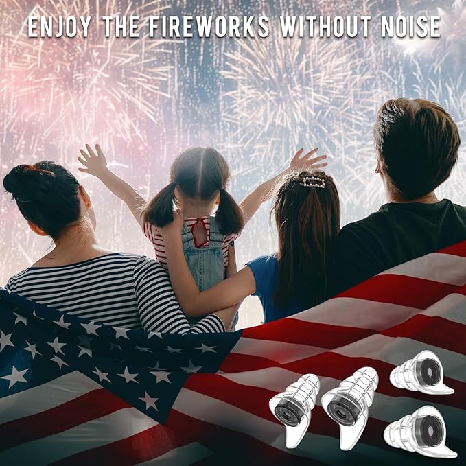 2 Pairs High Fidelity Concert Ear Plugs, Silicone Ear Plugs for Noise Reduction, Hearing Protection Earplugs for Concerts, Musicians, Festival, Nightclub, Drummers and Raves Party - 23dB (Black)