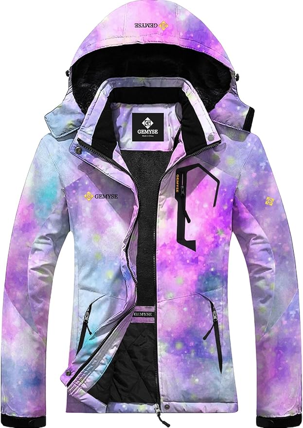 GEMYSE Women's Ski Snow Jacket Warm Winter Waterproof Coat Snowboard Rain Jacket Hooded Windproof Windbreaker