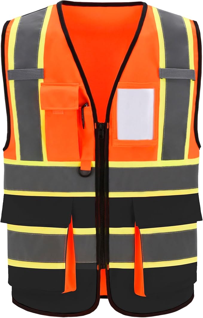 AYKRM 11 color High Vis Reflective Safety Vest for Women Men Security Pocket Zipper