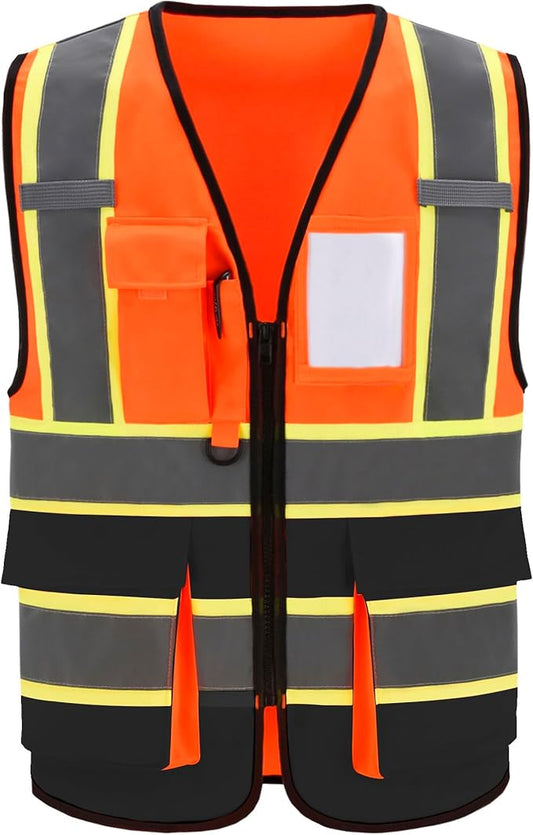 AYKRM 11 color High Vis Reflective Safety Vest for Women Men Security Pocket Zipper