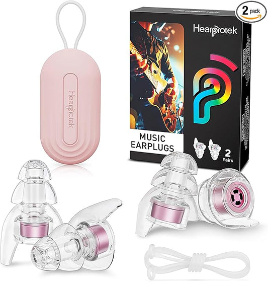 Hearprotek Concert Ear Plugs, 2Pairs Reusable high Fidelity Musician Ear Plugs for Concerts Loud Music-Noise Reduction Ear Protection earplugs for Rave,Festival,Music,Tinnitus Relief