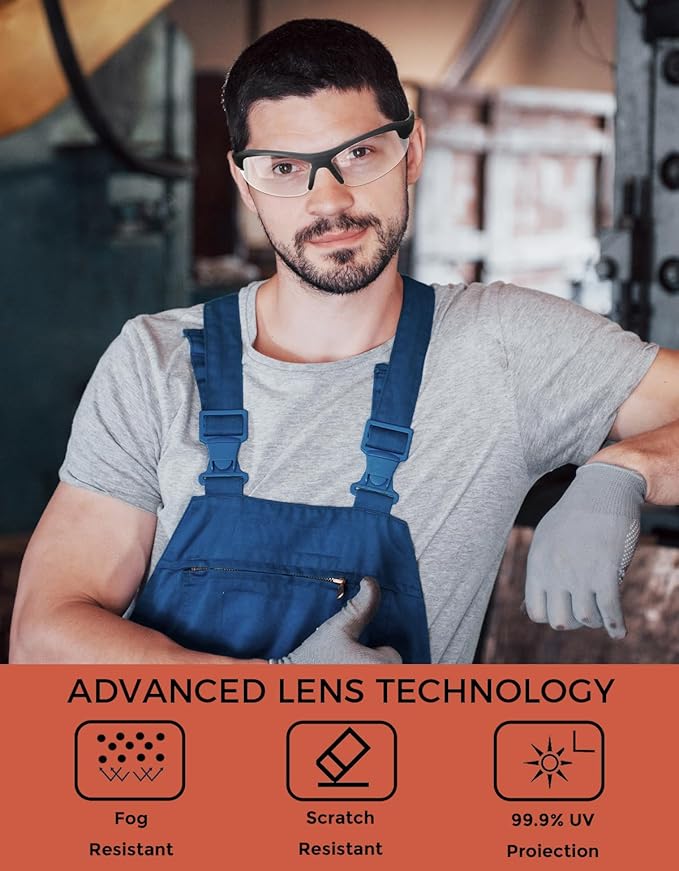 Anti-Fog Safety Glasses Clear Work Goggles Eye Protection for Shooting Sports Eyewear Scratch Resistant Lens