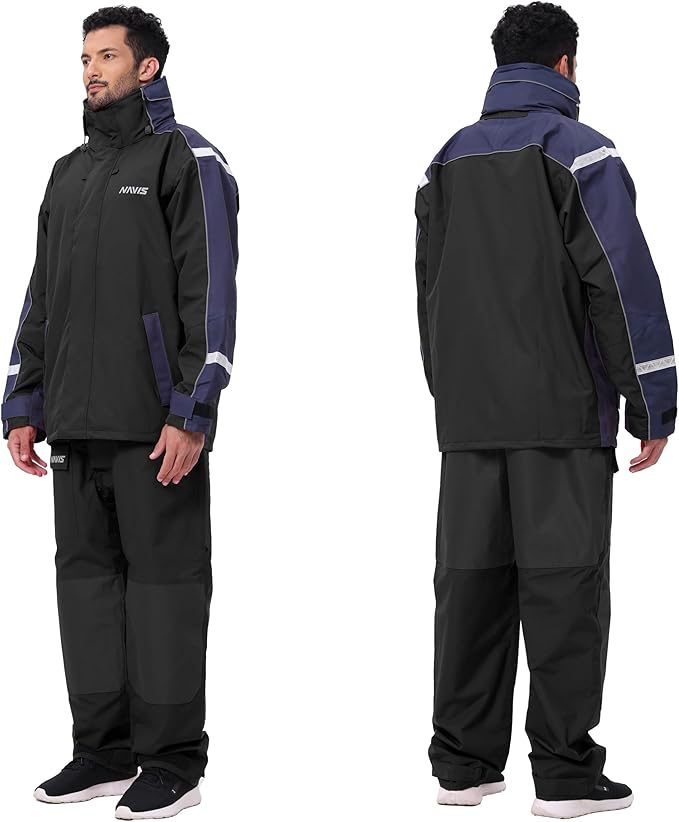 Men’s Waterproof Sailing Jacket & Bib Set – Coastal Breathable Hard Shell, Hi-Vis Hood, Cordura Reinforced