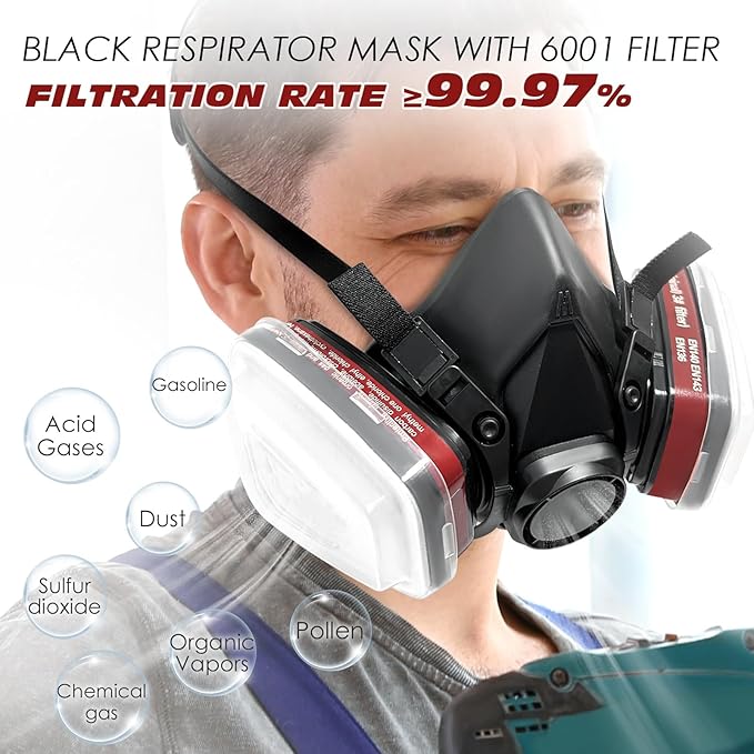 Respirator Mask, Paint Respirator with 6001 Filters for Chemical, Spray Paint, Epoxy Resin,Sanding