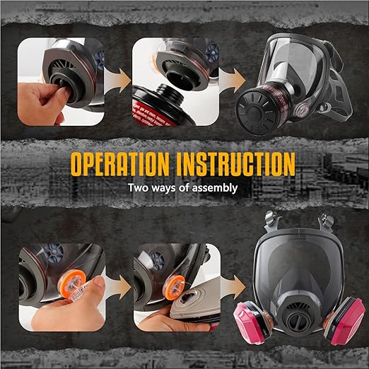 Gas Mask Respirator 4 Pack: Full Face Gas Masks Survival Nuclear and Chemical Reusable Respirator Mask with Filters 60921 & Activated Carbon 40mm Filter for Painting Mold Dust Epoxy Resin Welding