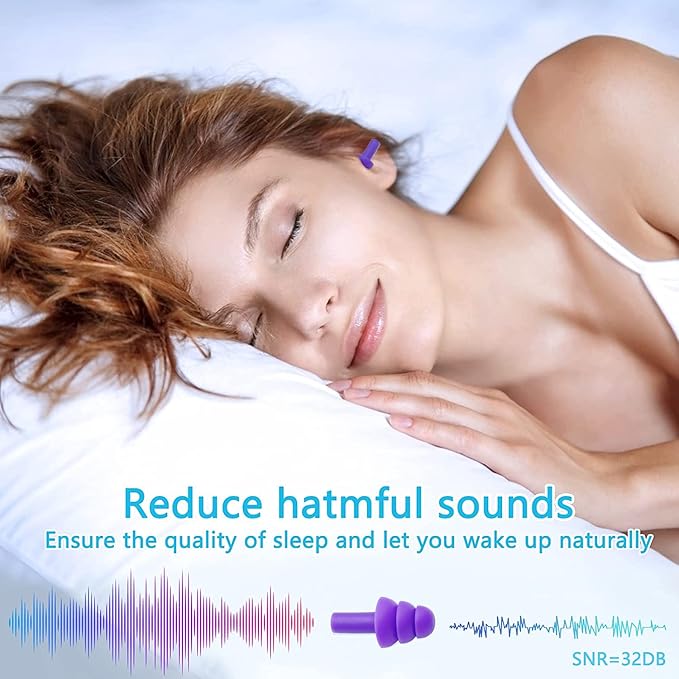 Silicone Ear Plugs for Sleeping,12 Pairs Reusable Earplugs Noise Reduction Ear Plugs Soft Waterproof Earplugs Hearing Protection for Concert,Swimming,Study,Loud Noise,Snoring