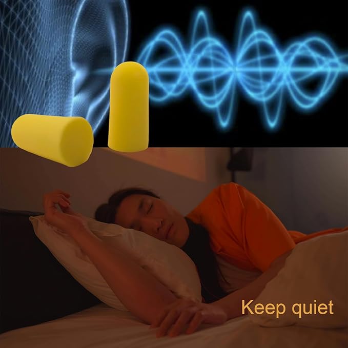 Soft Foam Earplugs 50 Pair,32dB Highest NRR for Noise Reduction,Safety Hearing Protection Ear Plugs for Eliminate The Noise,Contoured for Comfort Slow Rebound,Tapón para el oído (Yellow, Normal)