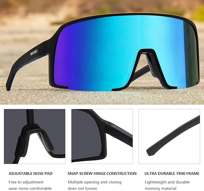 MAXJULI Polarized Sunglasses for Men Women, Windproof Outdoor Sports Cycling Running UV400 Protection Sun Glasses 8121