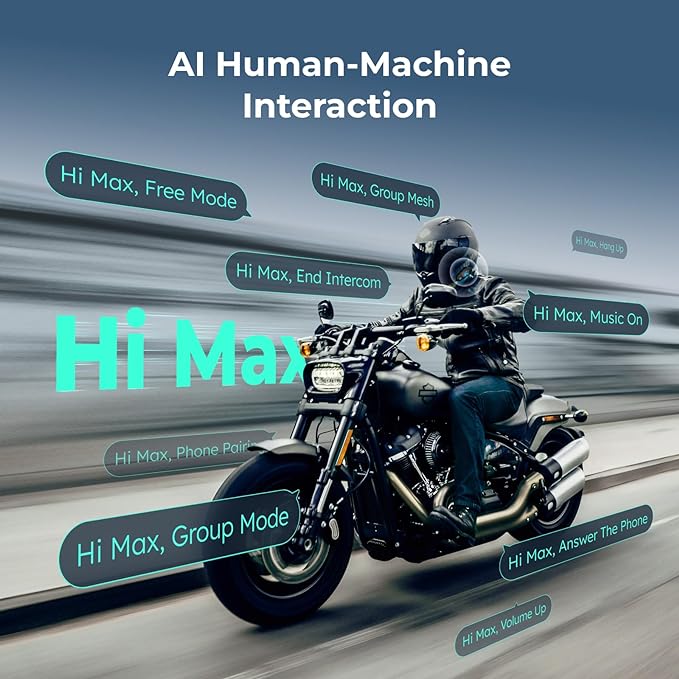 Z1 Motorcycle Intercom - 3-Mode Communication for 10 Riders, Dual-Chip Audio Multitasking, Offline Voice & App Control, Bluetooth Helmet Headset with HiFi Speakers, 2 Packs