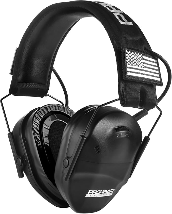 PROHEAR Youth Electronic Ear Protection 23dB NRR Slim Fit Gel Ear Pads Sound Amplification Noise Compression Compact Design Gun Range Shooting Hunting Tactical Use