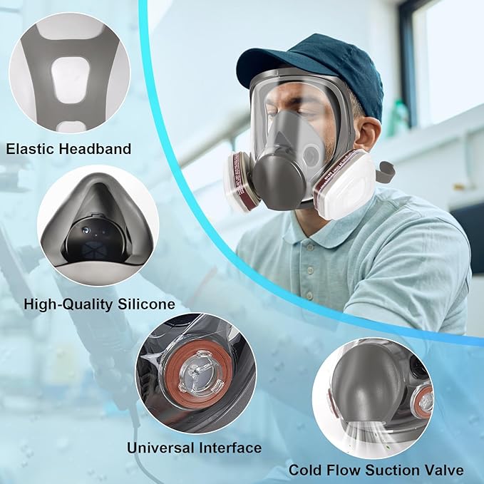 Respirator Mask with Filters - Reusable Gas Mask Against Organic Vapor Chemicals Spray Paint