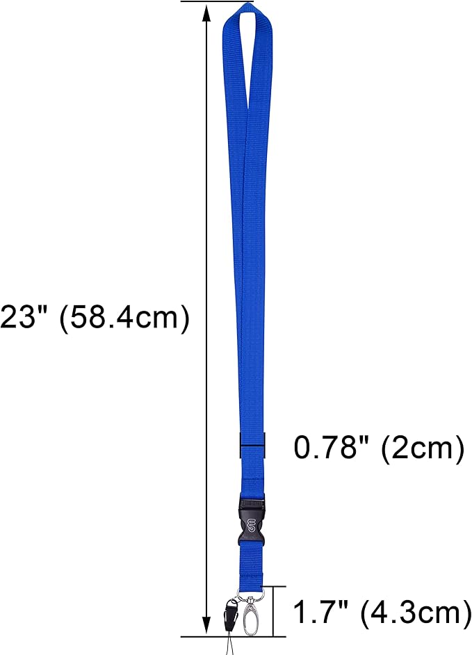 Wisdompro Office Lanyard, 5pcs 23 inch Polyester Neck Strap with Oval Clasp and Detachable Buckle for Phones, Camera, USB, Key, Keychain, ID Name Tag Badge Holder - Blue