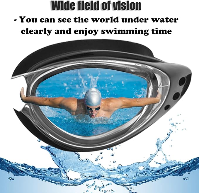 Nearsighted Swim Goggles -2.0D to -8.0D,Anti Fog Shortsighted Swimming Goggles with Clear Lens No Leak UV Protection